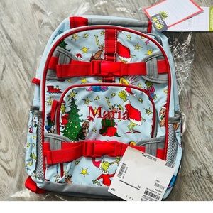 NWT pottery Barn, How the Grinch stole Christmas backpack.. has name "Maria"